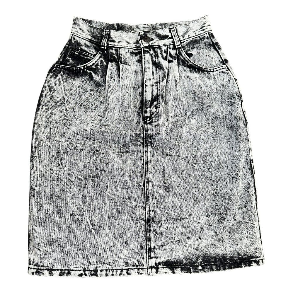 Vintage 80's Cherokee Acid Wash Denim Jean Skirt Retro small?